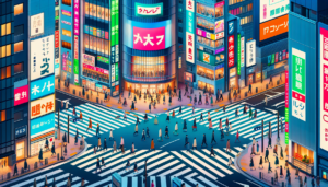 Le carrefour animé de Shibuya : entre tradition et modernité à Tokyo.